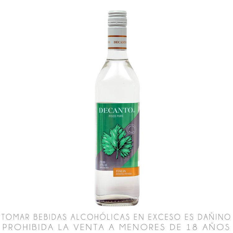 Pisco Puro Italia Decanto Botella 750ml