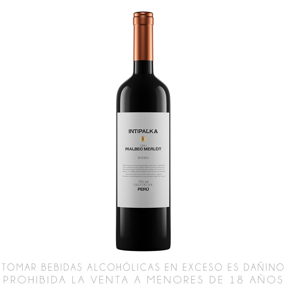 Vino Tinto Malbec Merlot Reserva Intipalka Botella 750ml