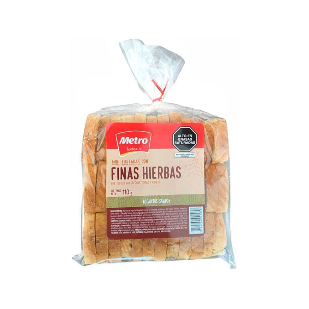 Mini Tostadas con Finas Hierbas Metro 110g