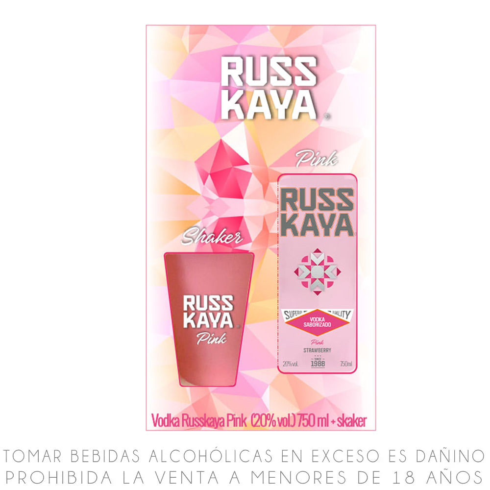 Vodka Russkaya Pink Botella 750ml + Shaker