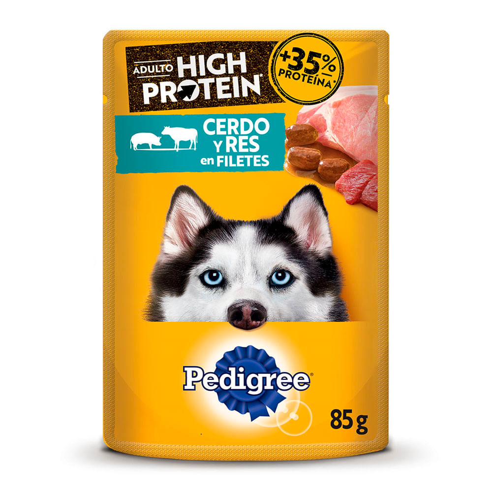 Alimento Pedigee High Pouch Adult Cerdo-Res 85g