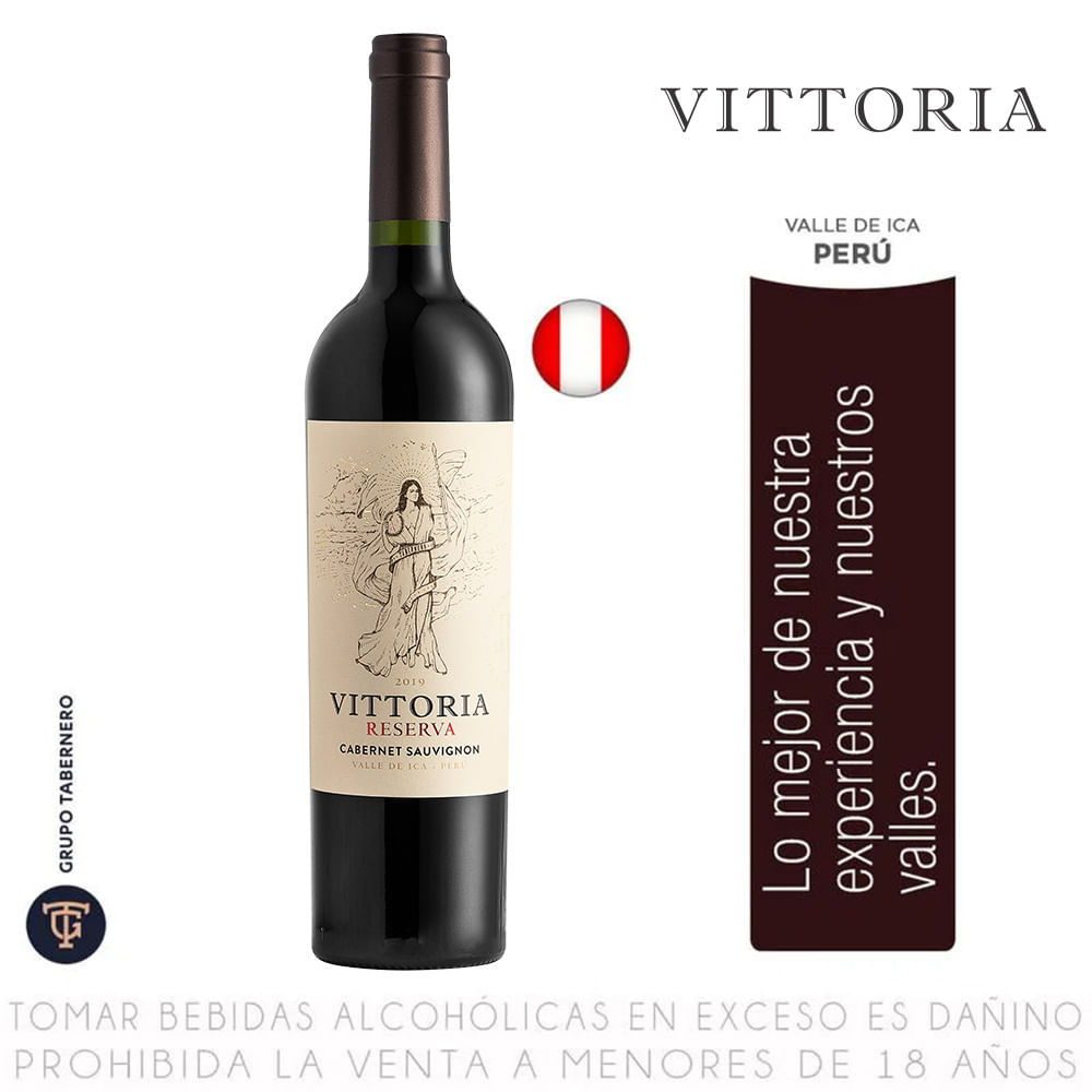 Vino Tinto Cabernet Sauvignon Reserva Vittoria Botella 750ml