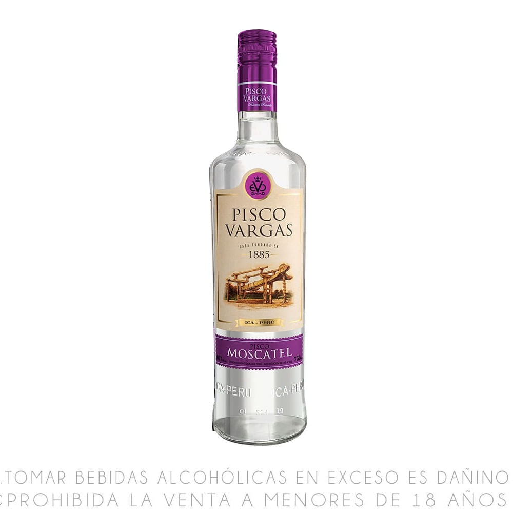 Pisco Puro Moscatel Vargas Botella 750ml