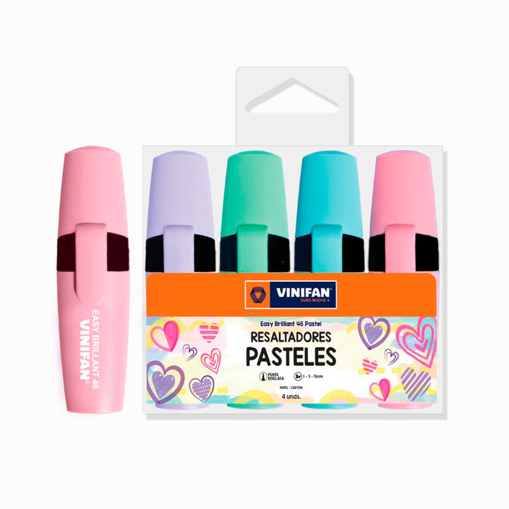 Resaltadores Easy Brilliant 46 Pastel Vinifan Estuche 4 Unid