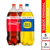 Gaseosa Coca Cola Original 3L 2un + Gaseosa Inca Kola Original 3L