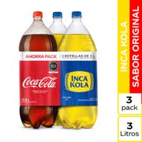 Gaseosa Coca Cola Original 3L + Gaseosa Inca Kola Original 3L 2un