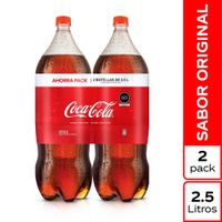 Twopack Gaseosa Coca Cola Sabor Original Botella 2.5L