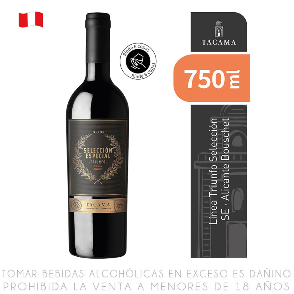 Vino Tinto Alicante Bouschet Tacama Selección Especial Triunfo Botella 750ml
