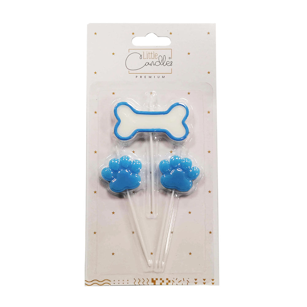 Vela Little Candles Pets Hueso Huellas x3