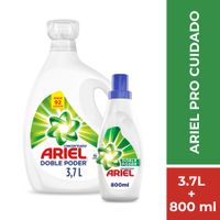 Pack Detergente Líquido Ariel Doble Poder: 3.7L + 800ml