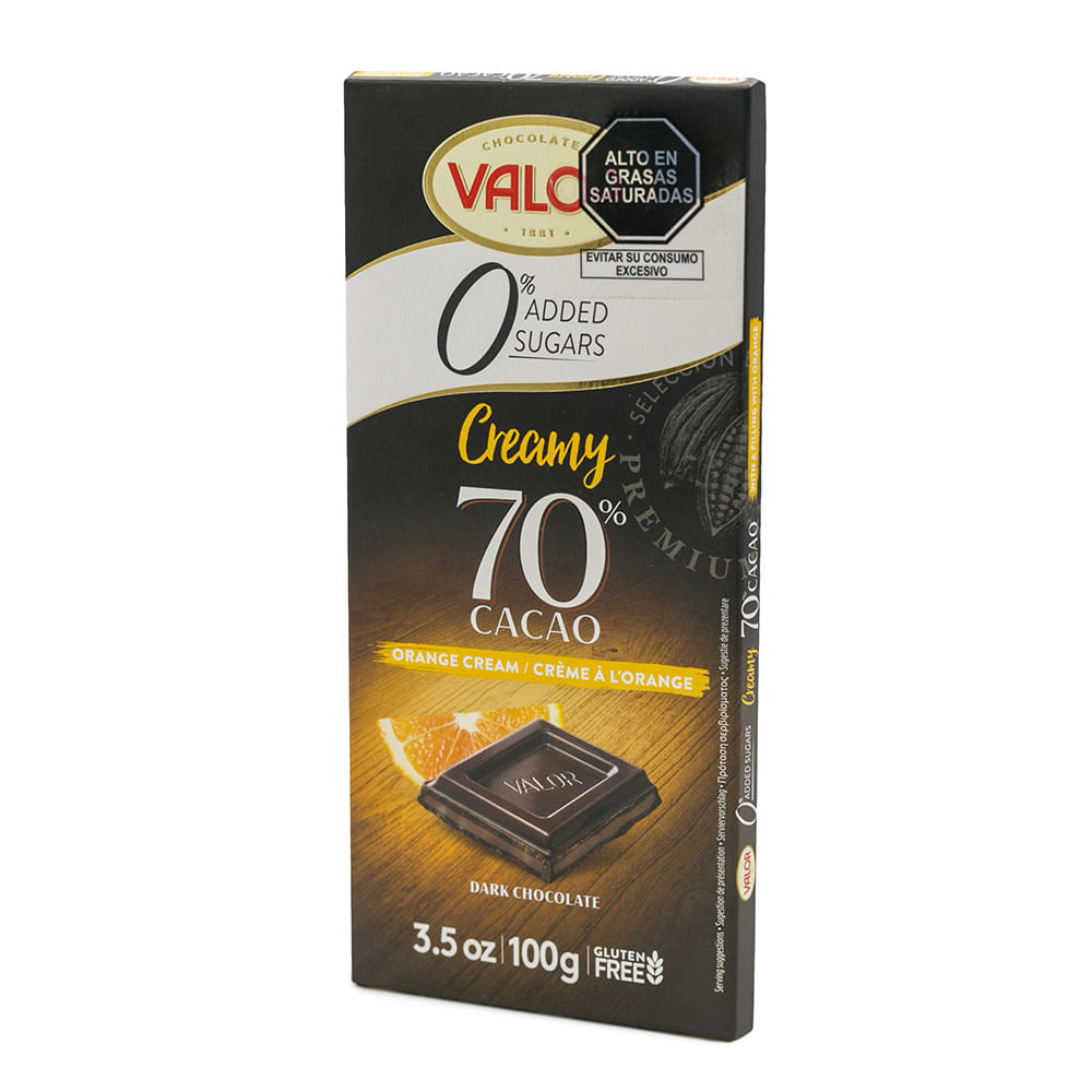 Chocolate Oscuro con Naranja Valor Sin Azúcar 100g