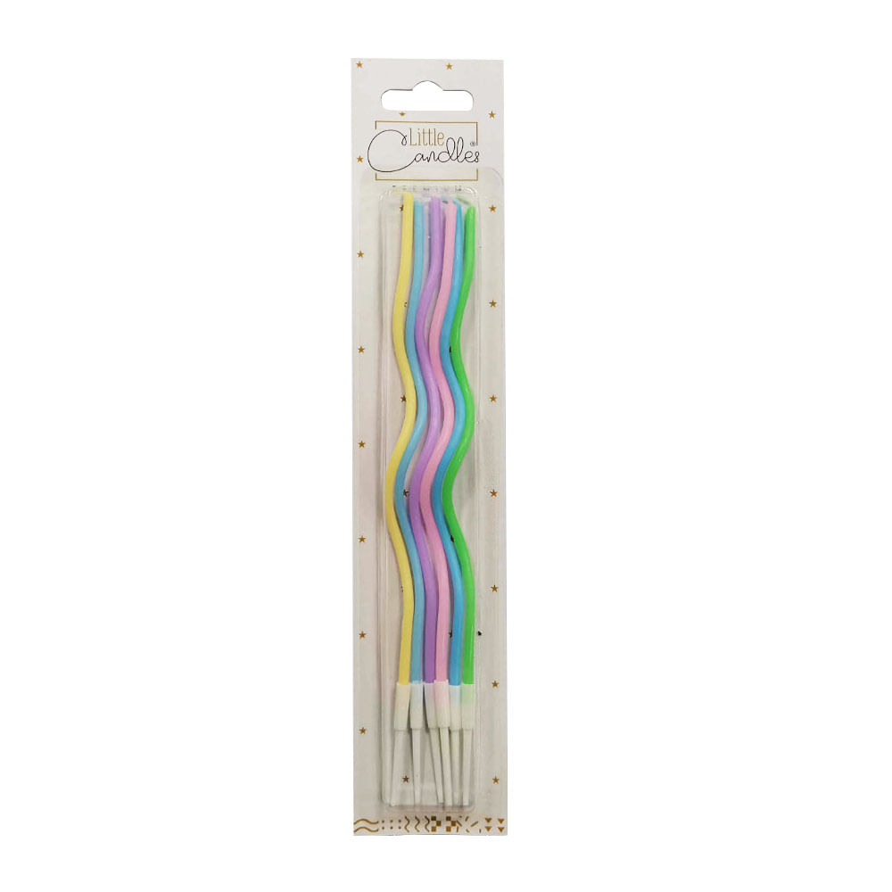 Vela Espiral Rizada de Colores 6 Unidades