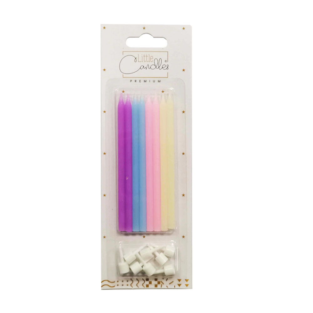 Velas Largas Pastel 8 Unidades