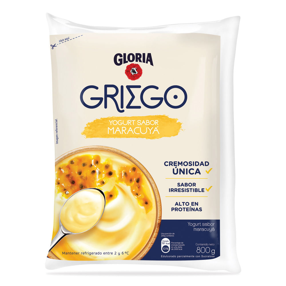 Yogurt Gloria Griego Sabor Maracuyá 800g