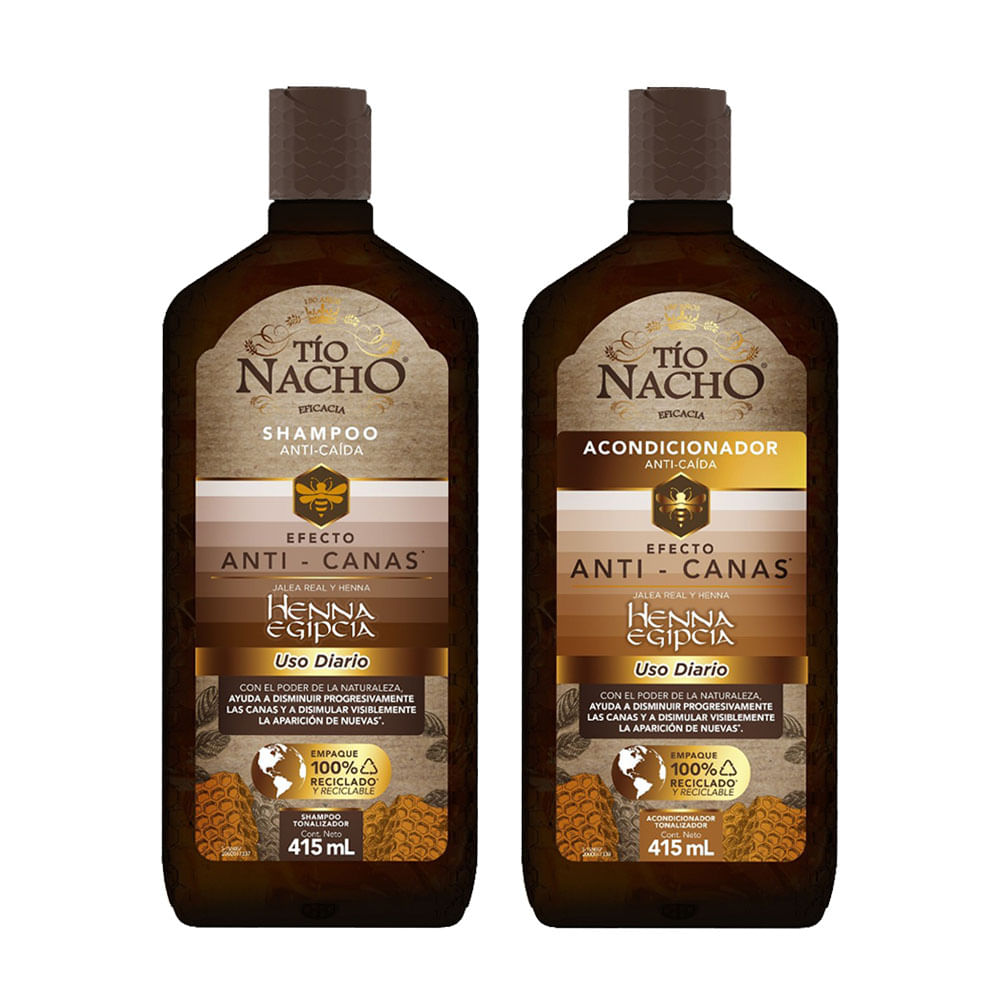 Pack Tío Nacho Anti Canas Henna Egipcia 415ml: Shampoo + Acondicionador 415ml