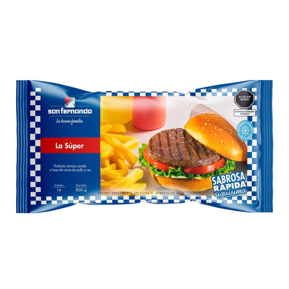 Hamburguesa La Súper de Carne San Fernando 14un