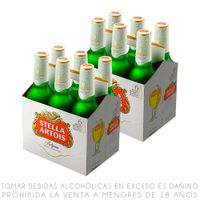 Pack x2 Sixpack Cerveza Stella Artois Botella 330ml