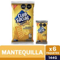 Sixpack Galletas Saladas Club Social Sabor Mantequilla 24g