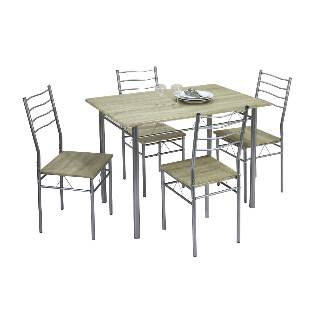 Comedor 4 Silla Barry M+Design 110x70x76cm Gris Natural