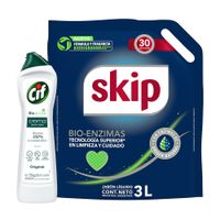 Detergente Líquido Skip 3L + Crema Multiuso Cif Bioactive 750g
