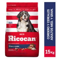 Alimento para Perros Adultos Ricocan Mediano Grande Cordero 15kg