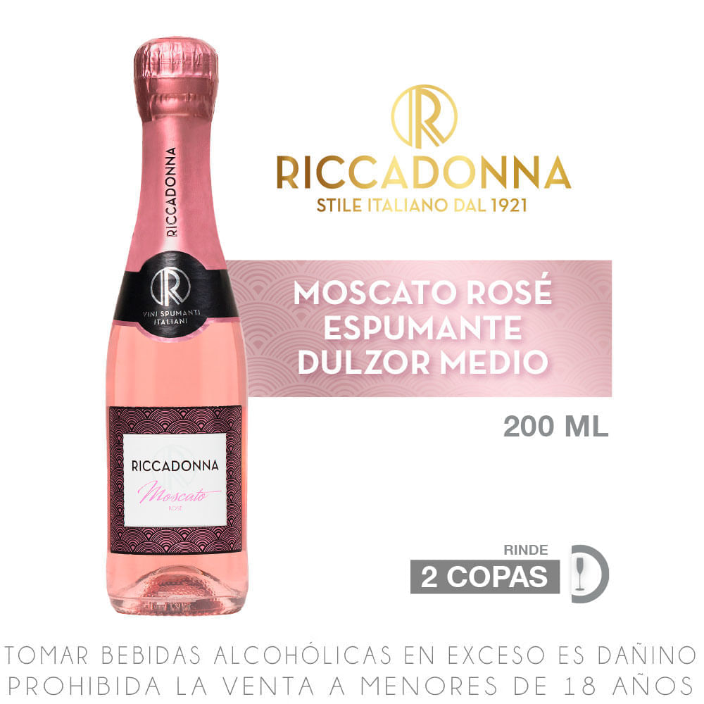 Espumante Rosé Semi Dulce Riccadonna Moscato Botella 200ml
