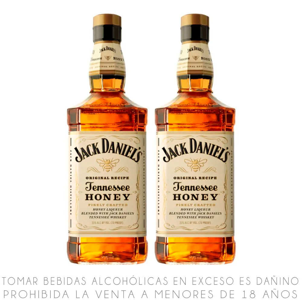 Twopack Whiskey con Licor de Miel Jack Daniel's Botella 750ml