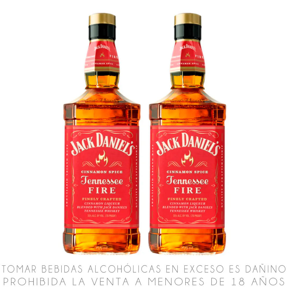 Twopack Whiskey Jack Daniel's Cinnamon Spice Fire Botella 750ml