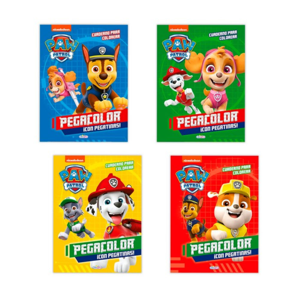 Libro Paw Patrol Pegacolor 4 Títulos