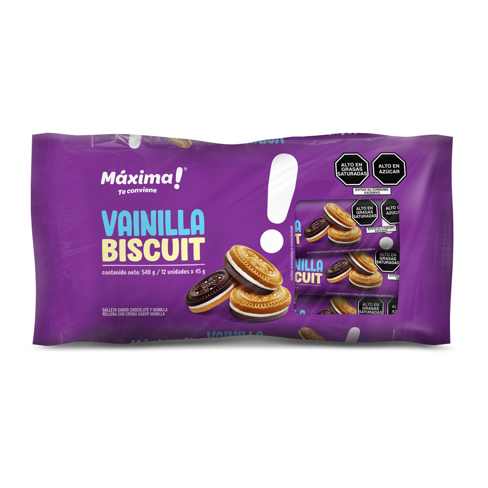 Galletas Rellenas Máxima Vainilla Biscuit 12un