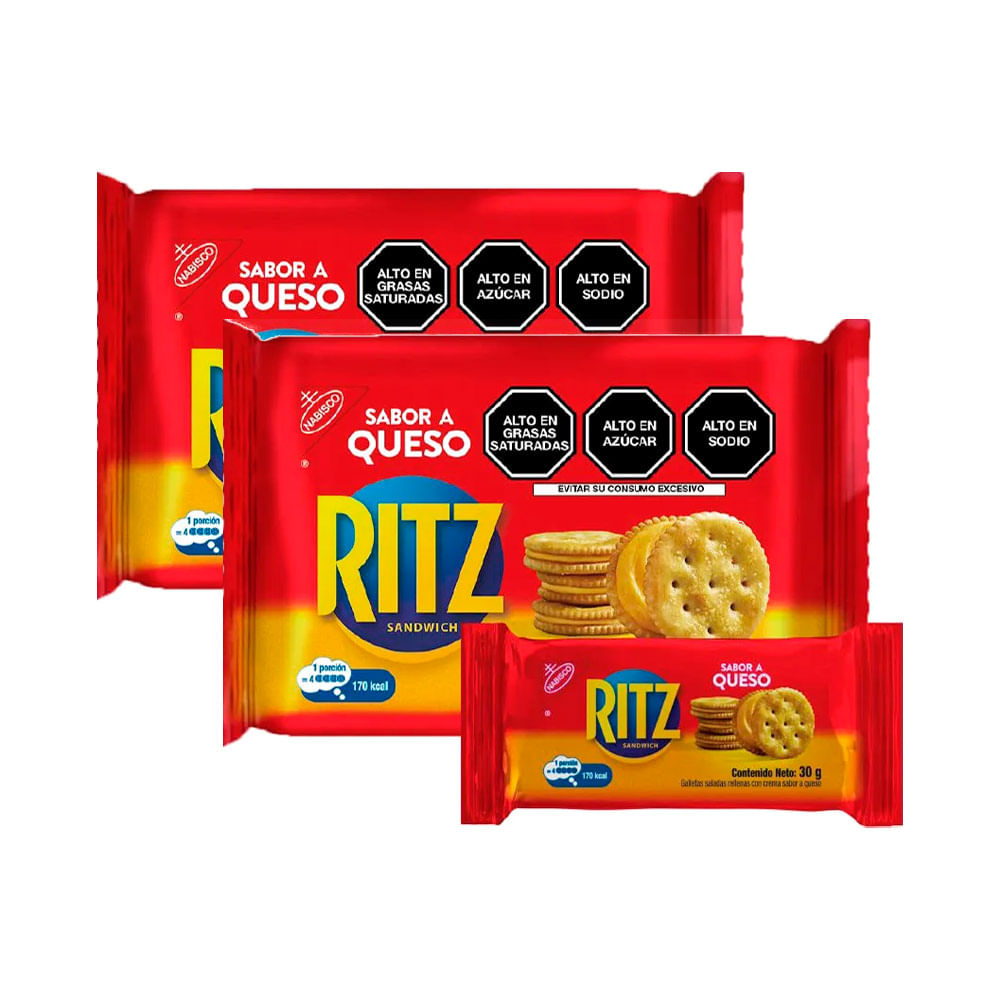 Pack x2 Sixpack Galletas Saladas Ritz Sandwich Sabor Queso 30g