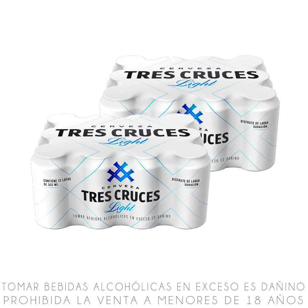 Twelvepack x2 Cerveza Tres Cruces Light Lata 355ml