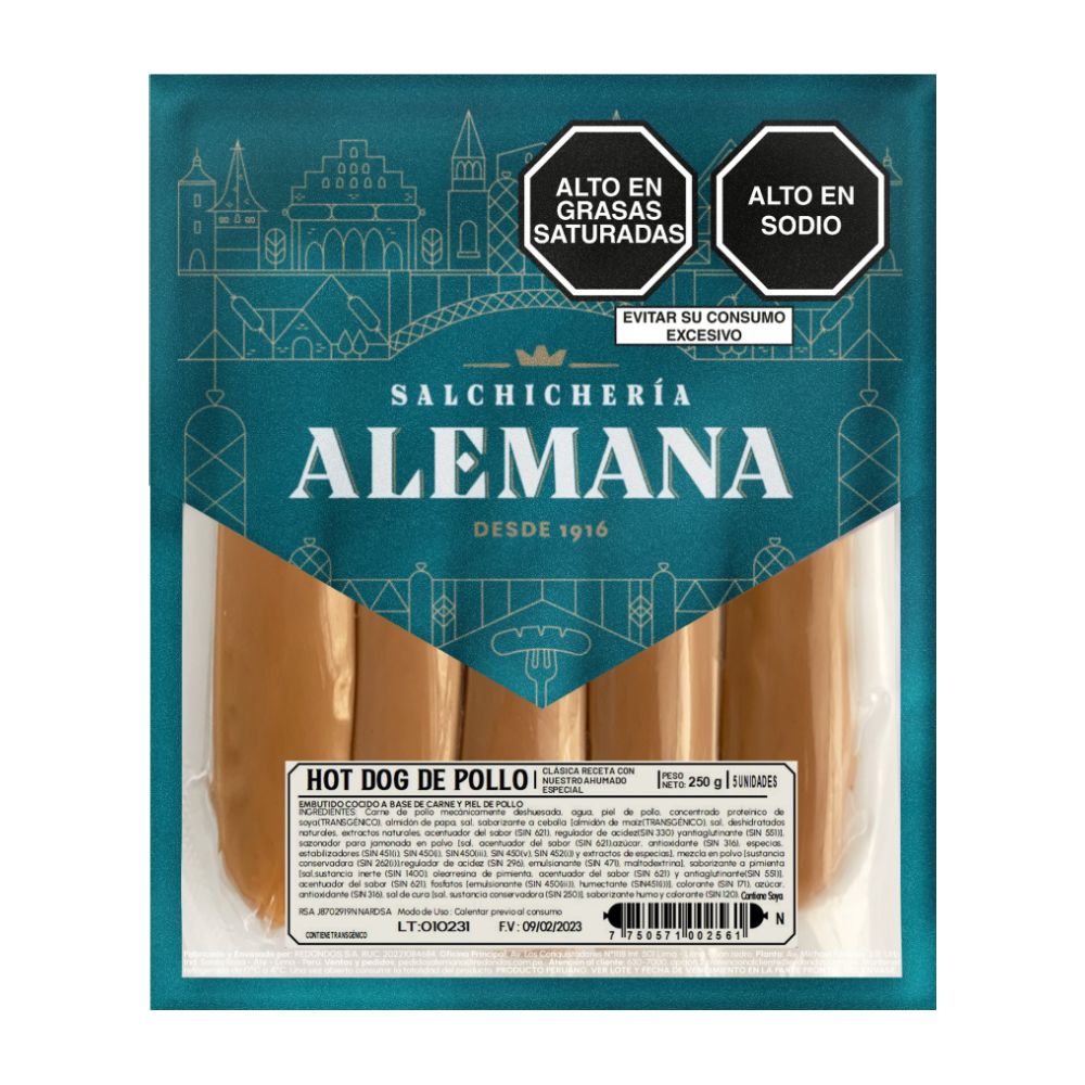 Hot Dog de Pollo Salchichería Alemana 250g