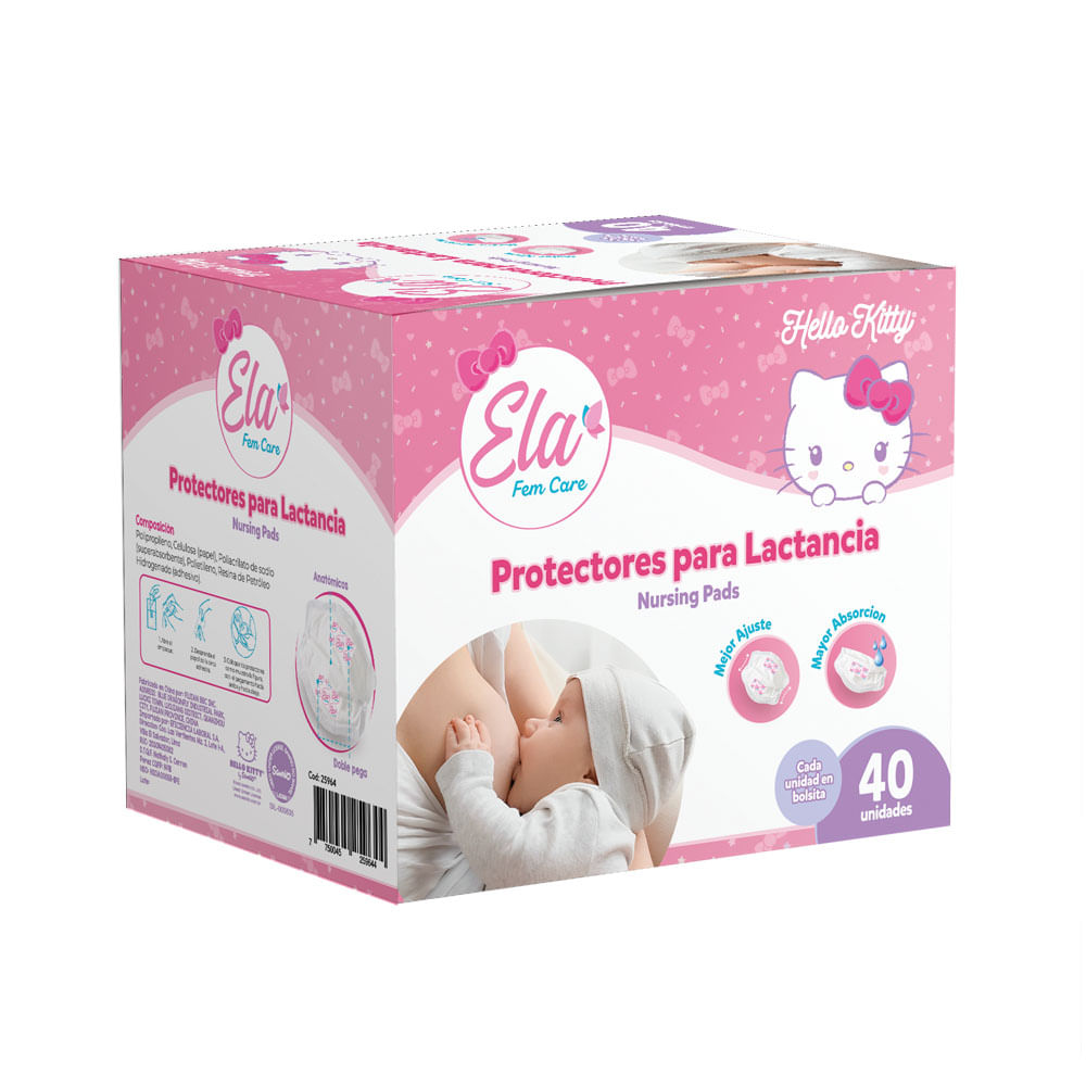 Protectores para lactancia Ela Fem Care Hello Kitty 40un