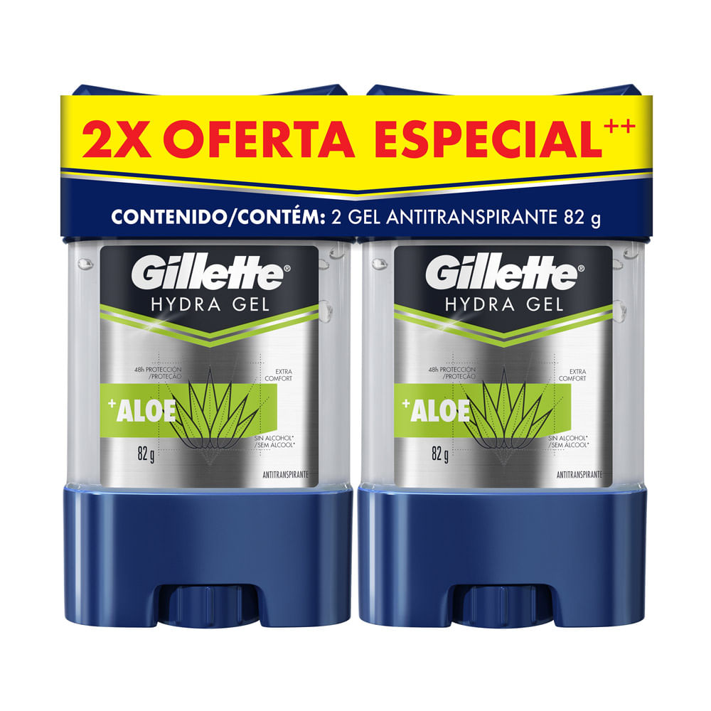 Twopack Gel Antitranspirante Gillette Specialized Hydra Aloe 82g