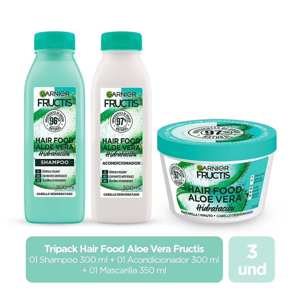 Pack Fructis Aloe Vera Hidratación 300ml: Shampoo + Acondicionador + Mascarilla