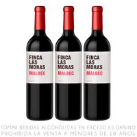 Tripack Vino Tinto Malbec Finca Las Moras Botella 750ml