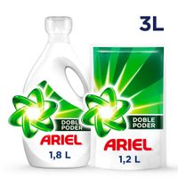Pack Detergente Líquido Ariel Doble Poder: 1.8L+ 1.2L