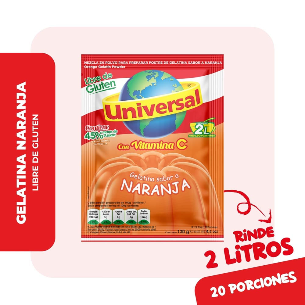 Gelatina Universal de Naranja Sobre 130g