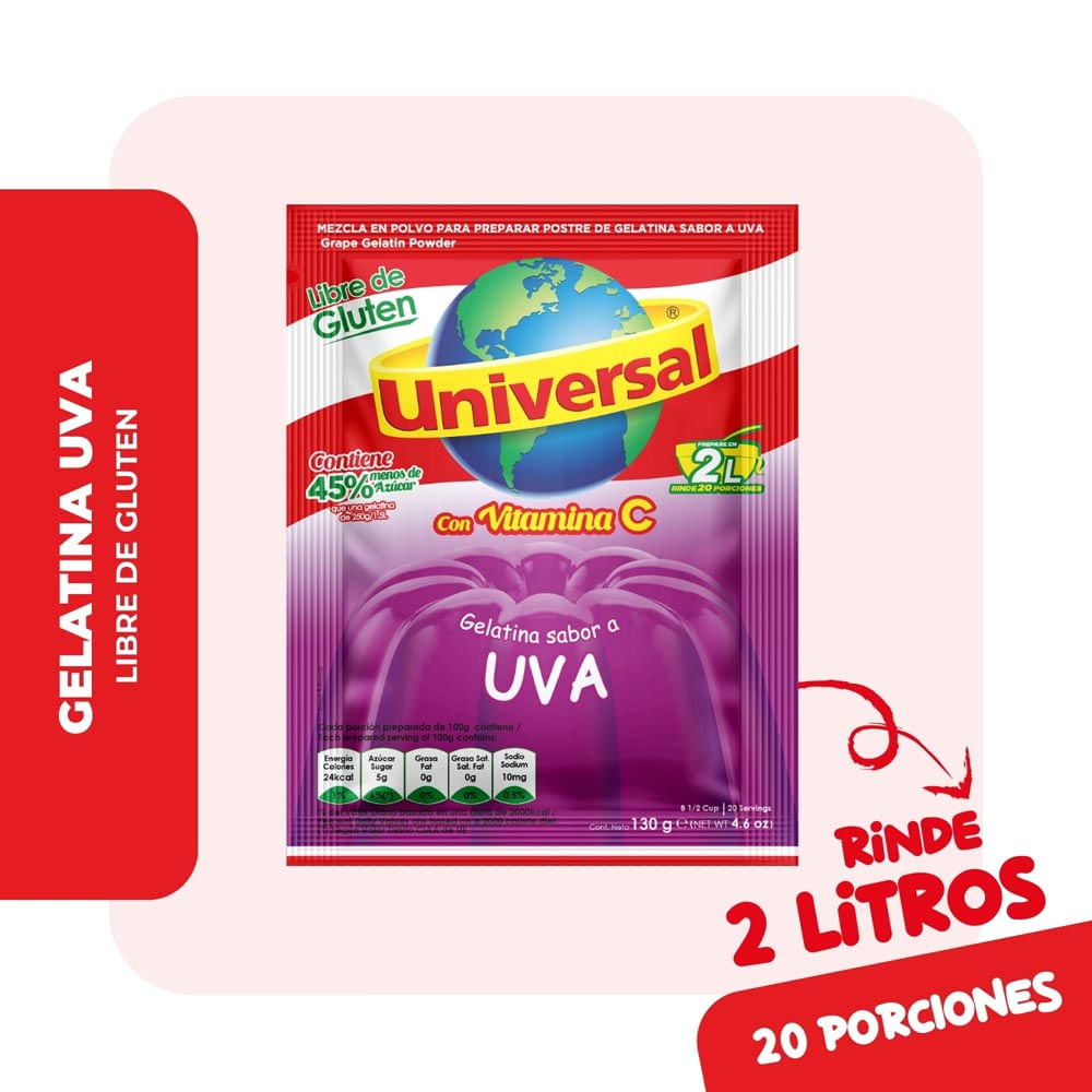 Gelatina Universal de Uva Sobre 130g
