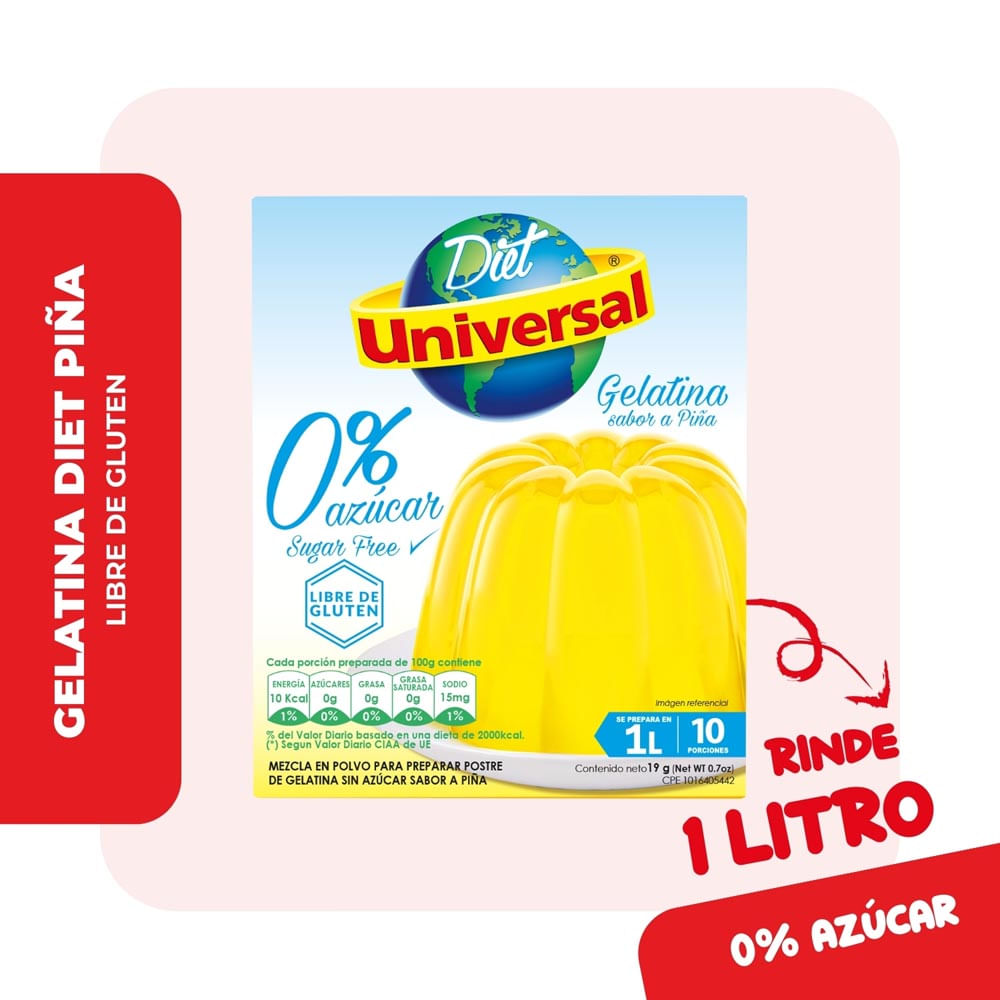 Gelatina Diet Universal Piña Caja 19 g