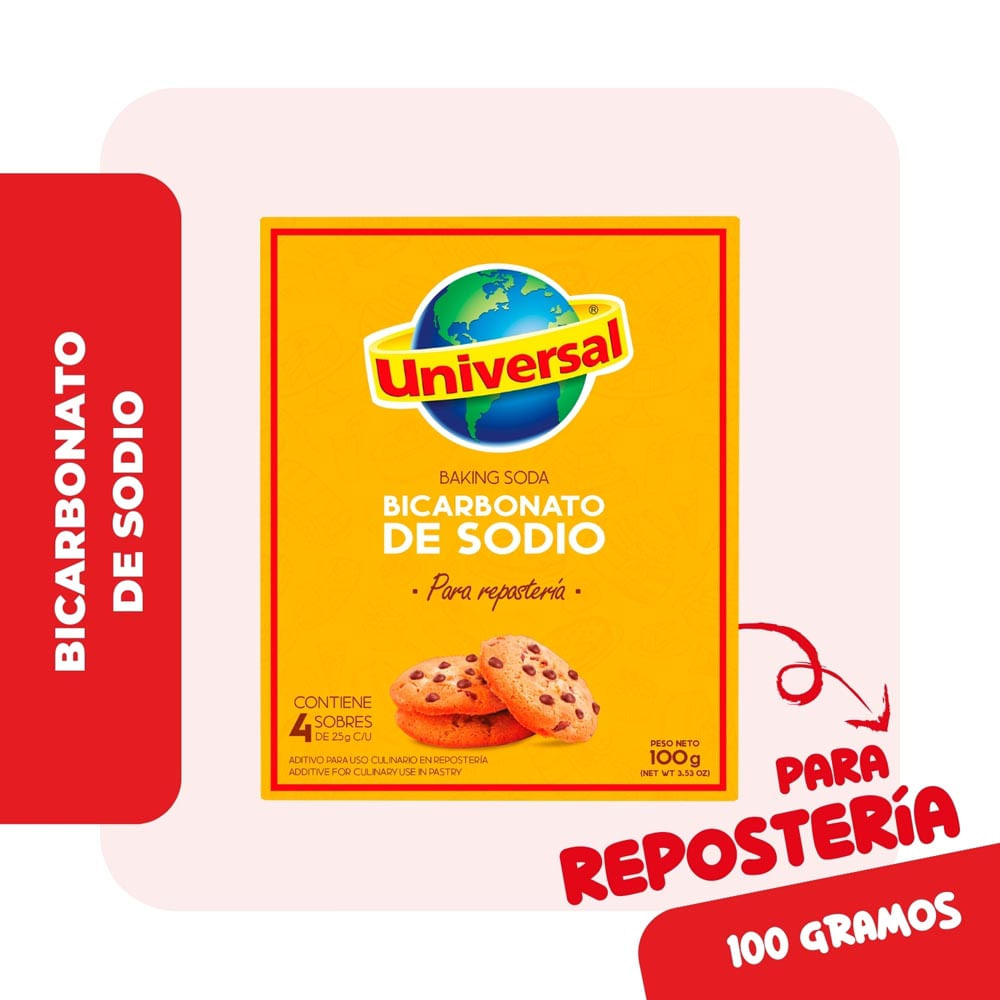 Bicarbonato de Sodio para Repostería Universal Sobre 25 g Caja 4 unid
