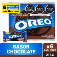 Sixpack Galletas con Crema Oreo Sabor Chocolate 36g