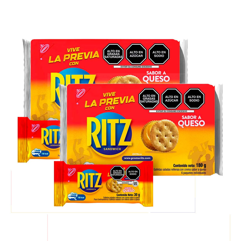 Sixpack x2 Galletas Saladas Ritz Sandwich Sabor Queso 30g
