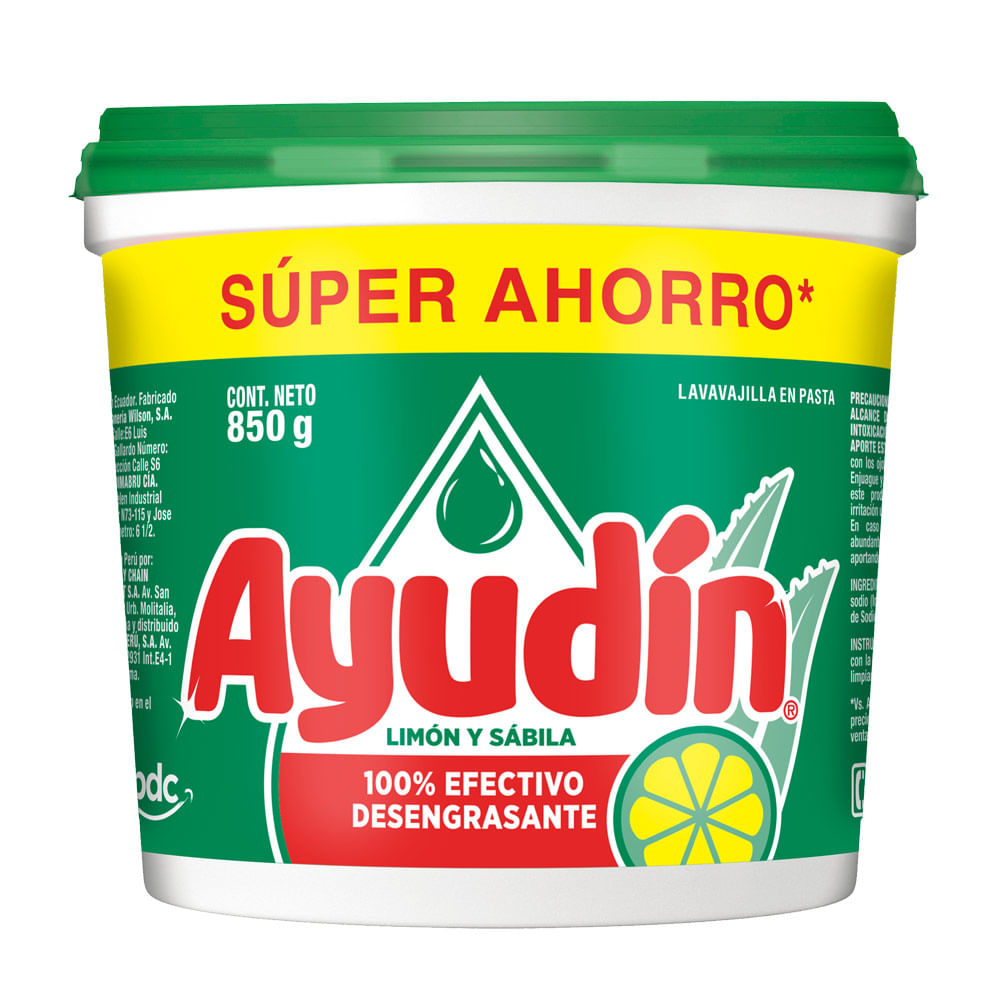 Lavavajillas en Pasta Ayudín Limón y Sábila 850g