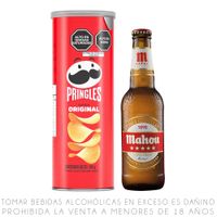 Papas Pringles Original 104g + Cerveza Mahou Cinco Estrellas Botella 330ml