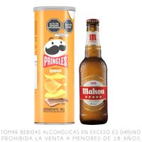Papas Pringles Queso 109g + Cerveza Mahou Cinco Estrellas Botella 330ml