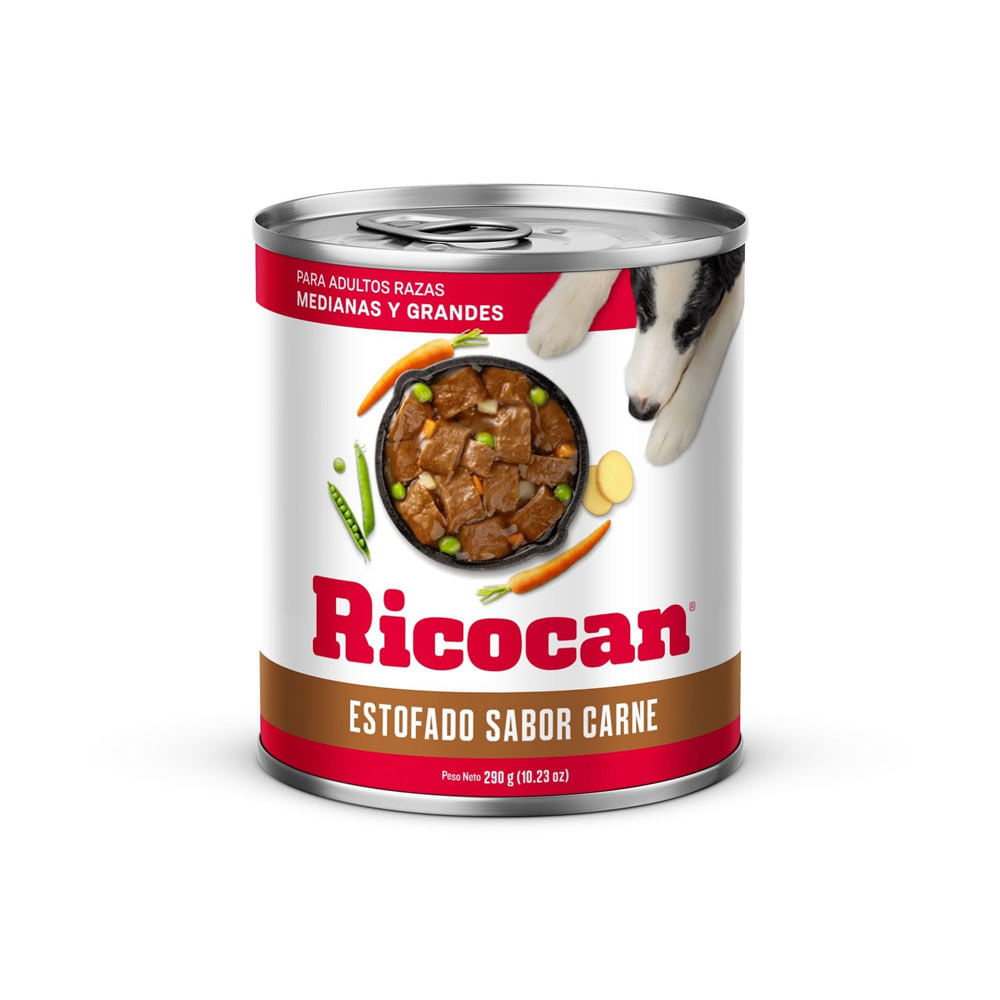 Estofado para Perros Ricocan Sabor Carne Mediano - Grande 290g