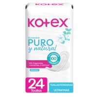 Toallas Higiénicas Kotex Puro y Natural 24un