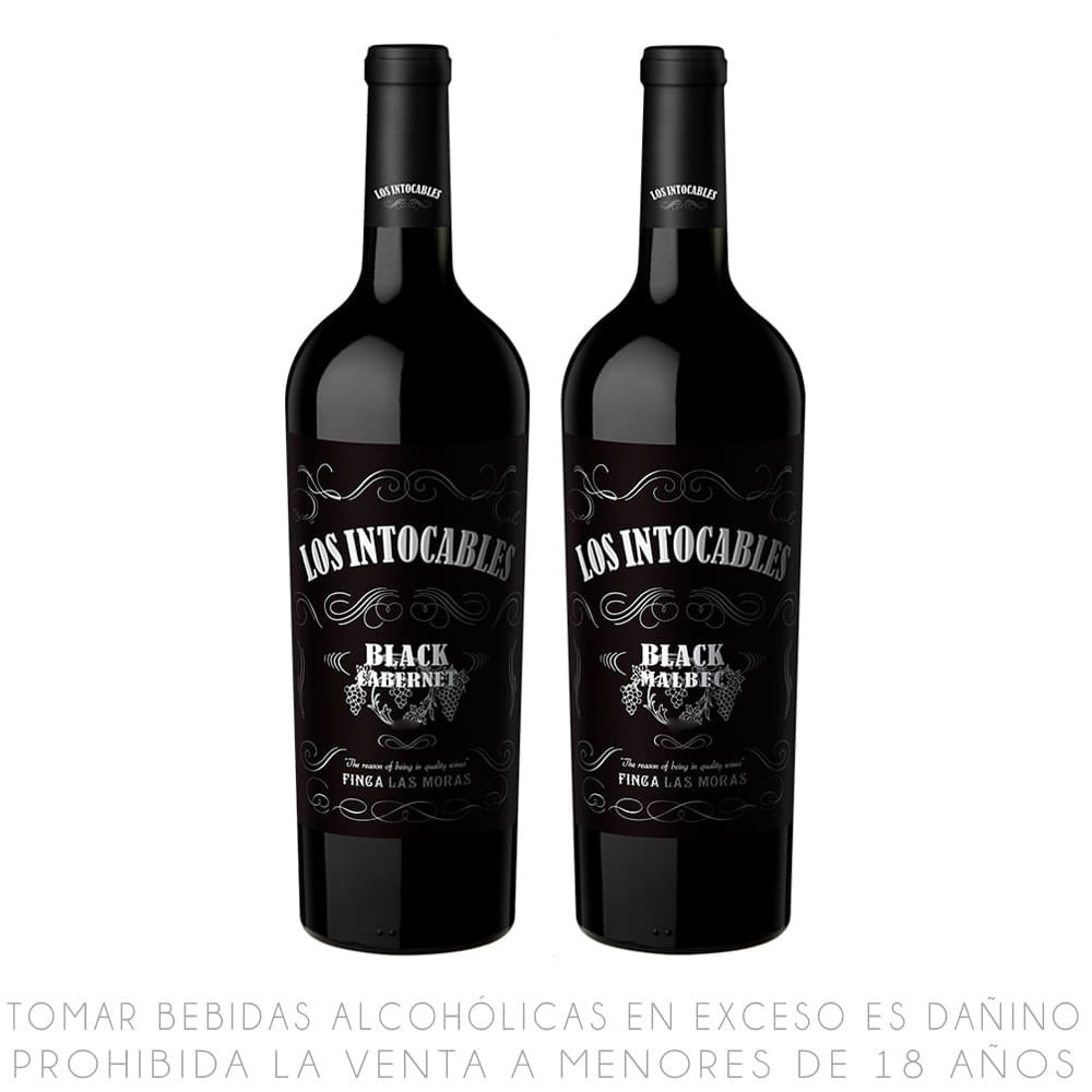 Pack Los Intocables Vino Tinto Botella 750ml : Malbec + Cabernet Sauvignon
